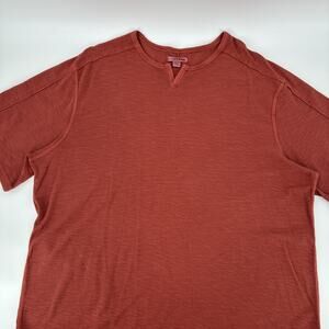 32 Bar Blues Shirt Men 2XL XXL Red Textured Waffle Notched V Neck Casual